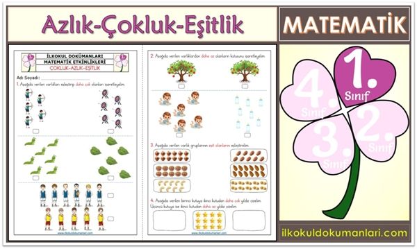 1. Sınıf Matematik Azlık Çokluk Eşitlik Etkinlikleri