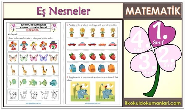 1. Sınıf Matematik Eş Nesneler Etkinlikleri