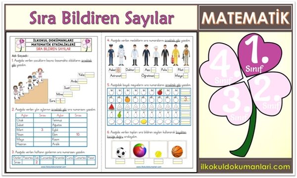 1. Sınıf Sıra Bildiren Sayılar Etkinlikleri