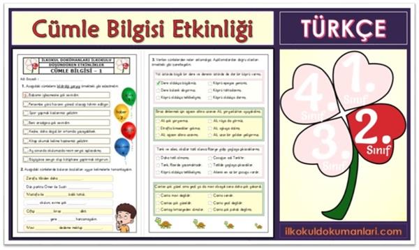 2. Sınıf Cümle Bilgisi Etkinlik Sayfası - 1