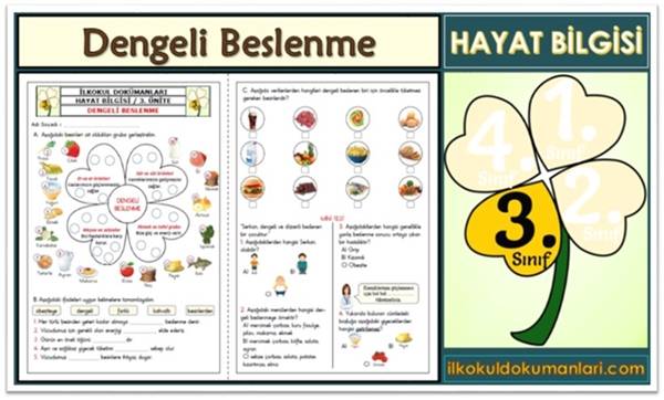 3. Sınıf Dengeli Beslenme Etkinlikleri