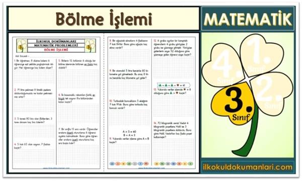 3. Sınıf Bölme İşlemi Problemleri
