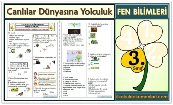 3. Sınıf Canlılar Dünyasına Yolculuk Ünite Değerlendirmesi