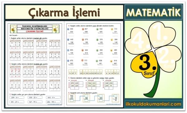 3. Sınıf Çıkarma İşlemi Etkinlikleri