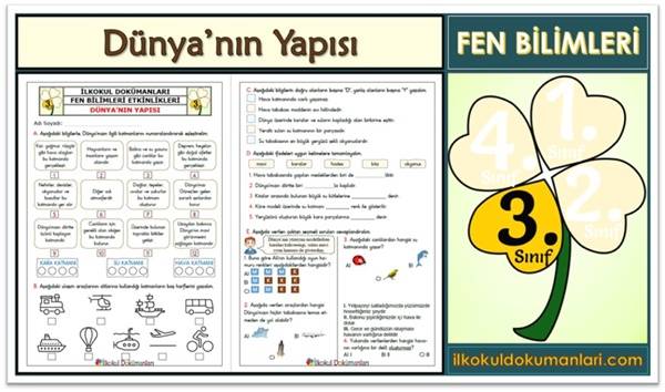 3. Sınıf Dünya'mızın Yapısı Etkinlikleri