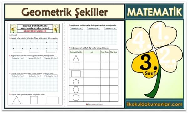 3. Sınıf Geometrik Şekiller Etkinlikleri