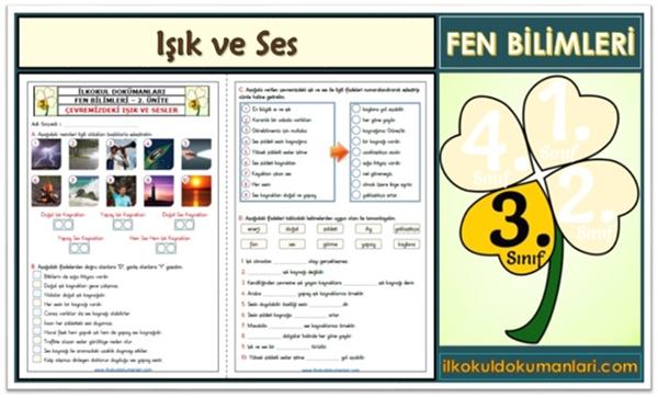 3. Sınıf Işık ve Ses Ünite Değerlendirme