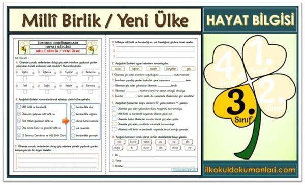 3. Sınıf Hayat Bilgisi Milli Birlik / Yeni Ülke Yeni Arkadaş Etkinlikleri