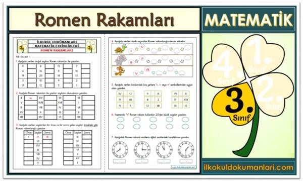 3. Sınıf Romen Rakamları Etkinlikleri