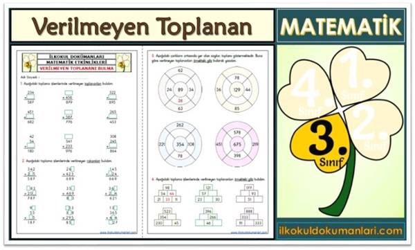 3. Sınıf Verilmeyen Toplananı Bulma Etkinlikleri