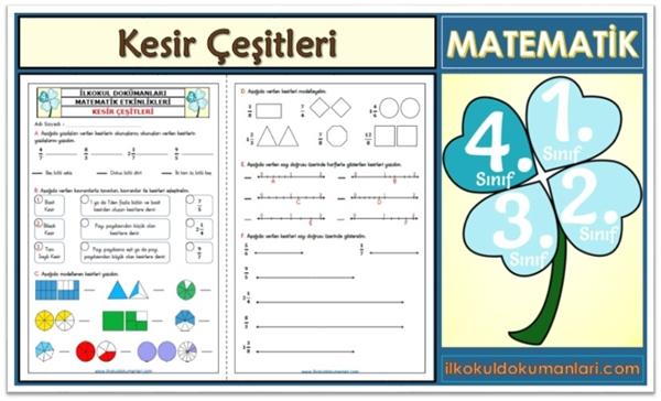 4. Sınıf Basit Bileşik ve Tam Sayılı Kesirler Etkinliği