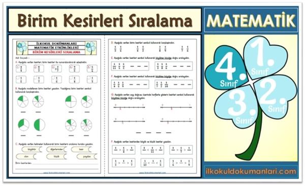 4. Sınıf Birim Kesirleri Karşılaştırma ve Sıralama Etkinlikleri