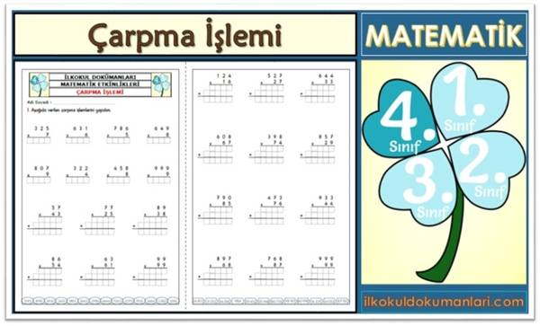 4. Sınıf Çarpma İşlemi Etkinlikleri