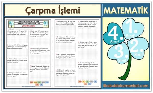 4. Sınıf Çarpma İşlemi Problemleri