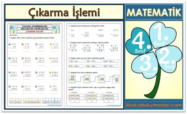 4. Sınıf Çıkarma İşlemi Etkinlikleri