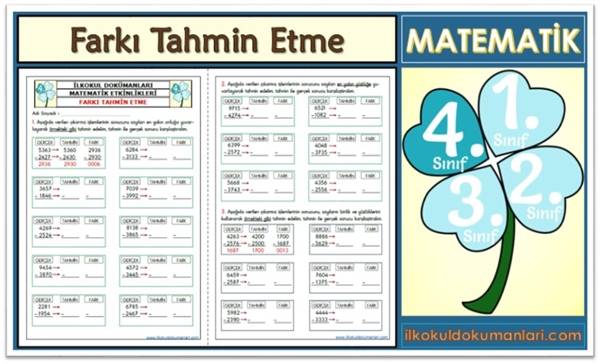 4. Sınıf Farkı Tahmin Etme Etkinlikleri