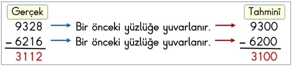 4. Sınıf Sayıları En Yakın Yüzlüğe Yuvarlayarak Farkı Tahmin Etme