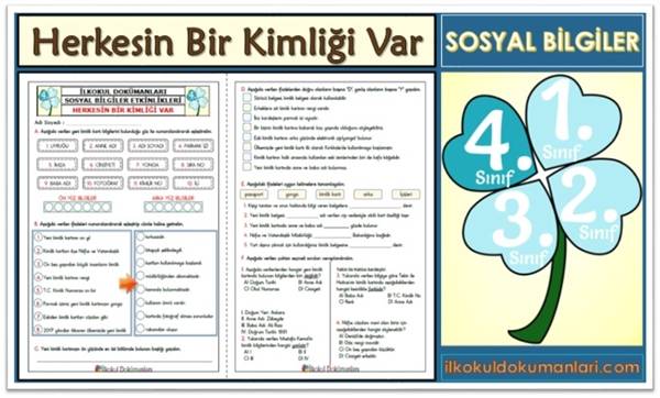 4. Sınıf Herkesin Bir Kimliği Var Etkinlikleri