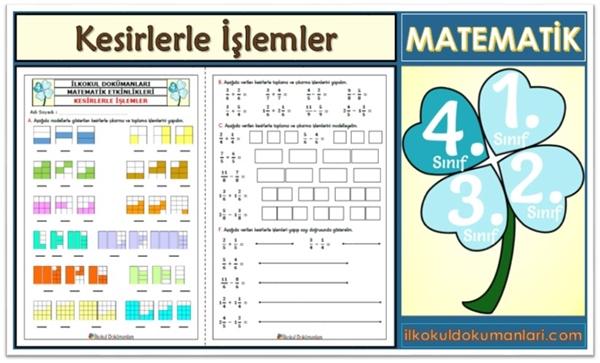 4. Sınıf Paydası Eşit Kesirlerle Toplama ve Çıkarma İşlemi Etkinlikleri