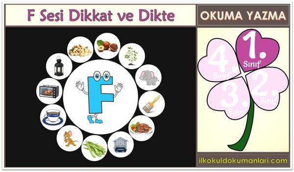F Sesi Dikkat ve Resimli Dikte Oyunu