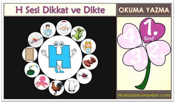 H Sesi Dikkat ve Resimli Dikte Oyunu