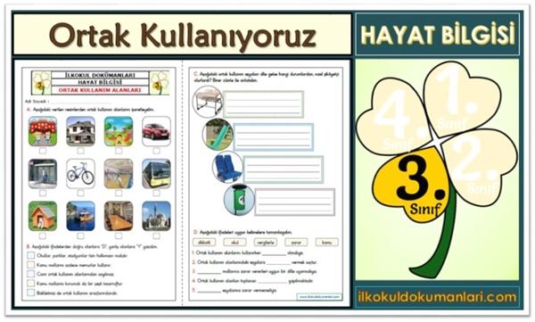3. Sınıf Hayat Bilgisi Ortak Kullanıyoruz Etkinlik