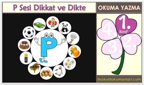 P Sesi Dikkat ve Resimli Dikte Oyunu