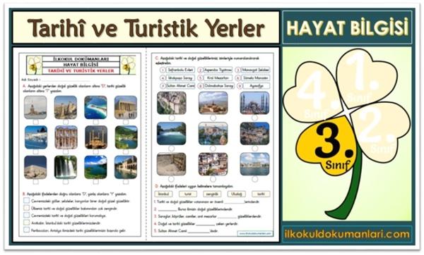 3. Sınıf Hayat Bilgisi Tarihi ve Turistik Yerler Etkinlikleri